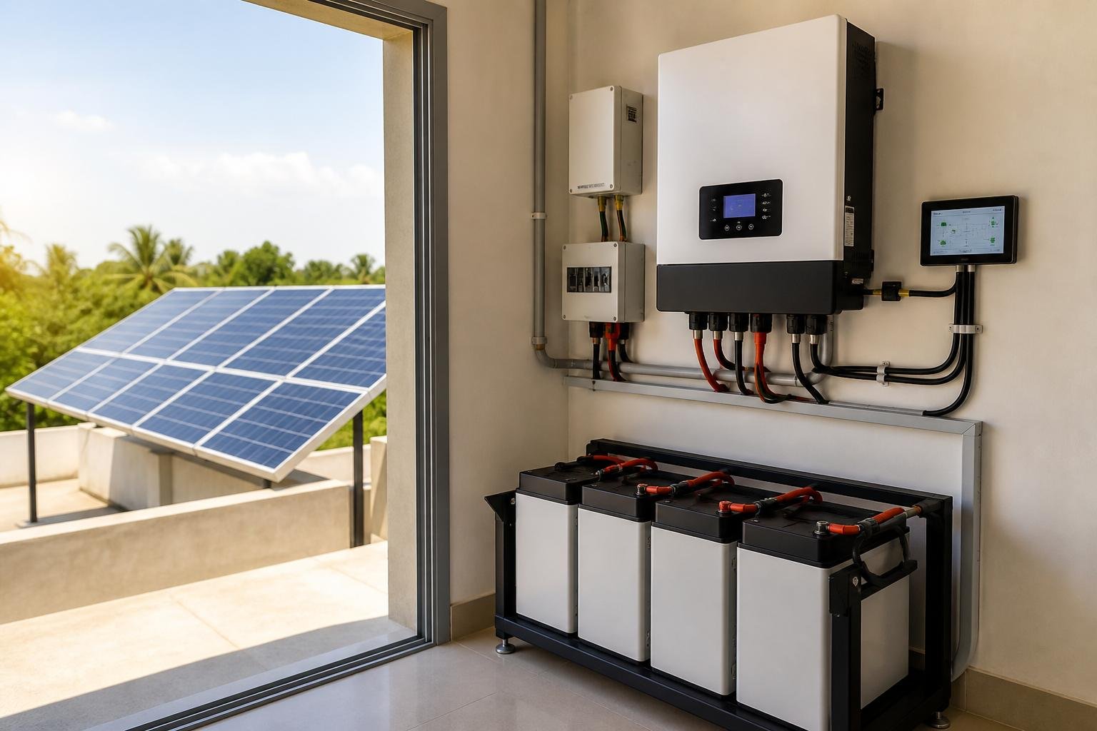 Off-grid hybrid solar with batteries